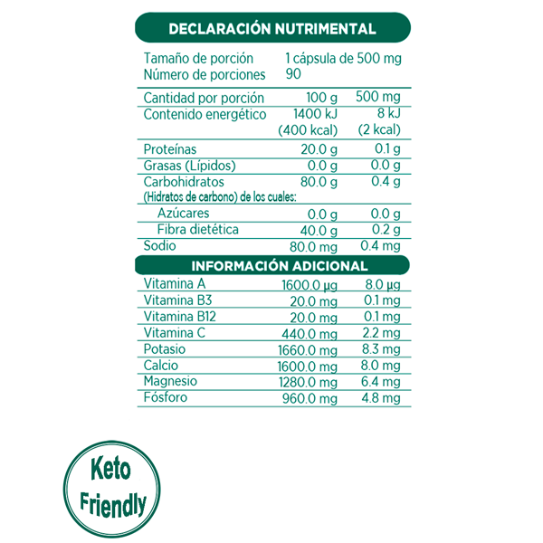 MORINGA 90 Cápsulas de 500mg c/u bolsa ziplock