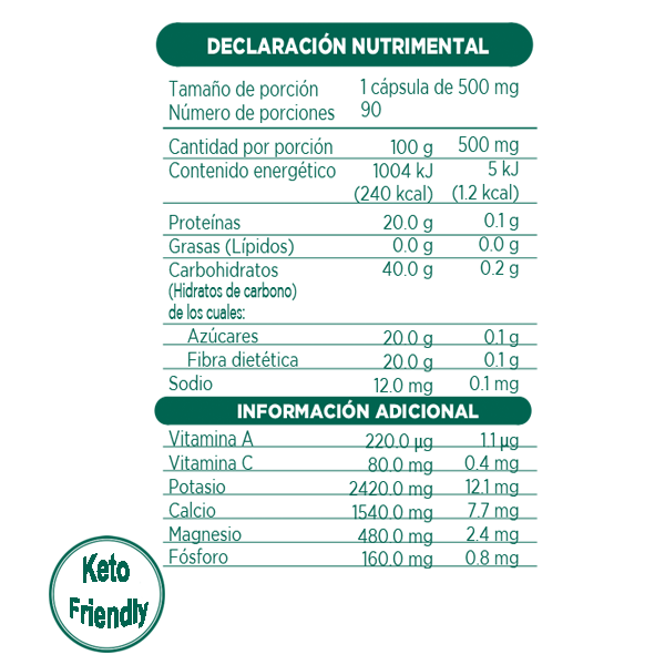 NOPAL 90 Cápsulas de 500mg c/u bolsa ziplock