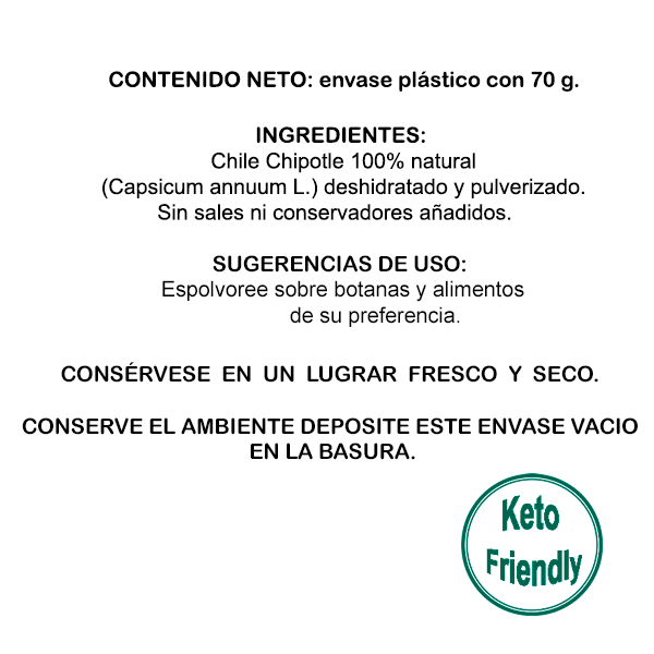 Chile CHIPOTLE Botanero, bote con 70g