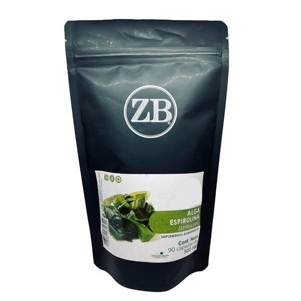 ALGA ESPIRULLINA 90 Cápsulas de 500mg c/u bolsa ziplock
